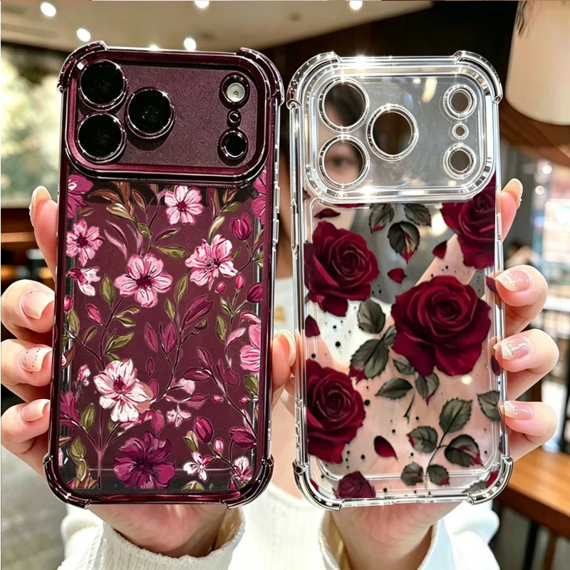 Vintage Floral Pattern Soft Case - Vintage Red Floral Flowers Pattern Case